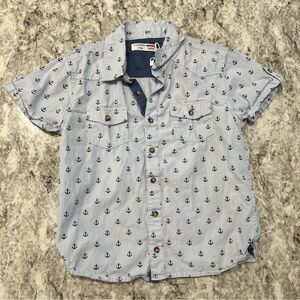 CASTRO boys button down shirt anchors blue size 6-7 six seven dressy